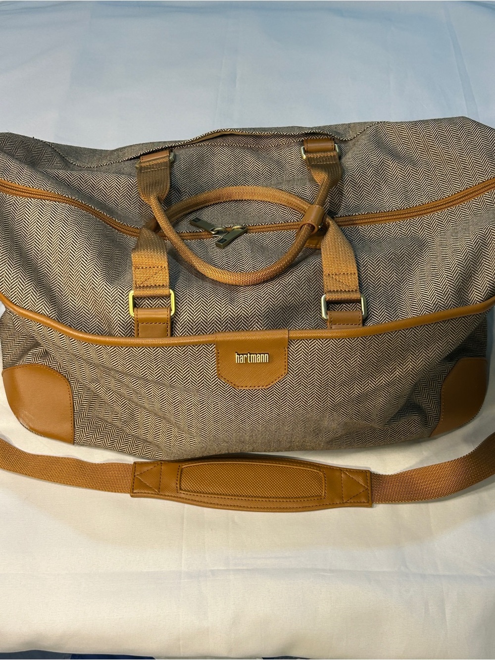 Hartmann Herringbone Deluxe Tweed 20" Weekend Duffle Travel Bag Duffel